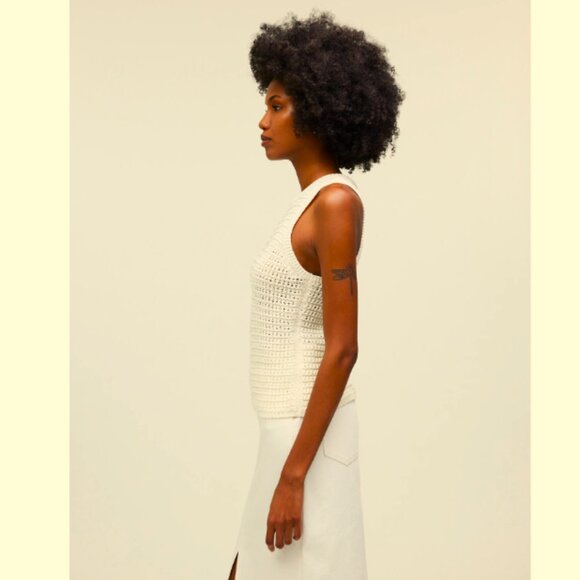 Madewell Crochet Knit Crewneck Sweater Tank In Ivory Small NWT - Picture 4 of 11